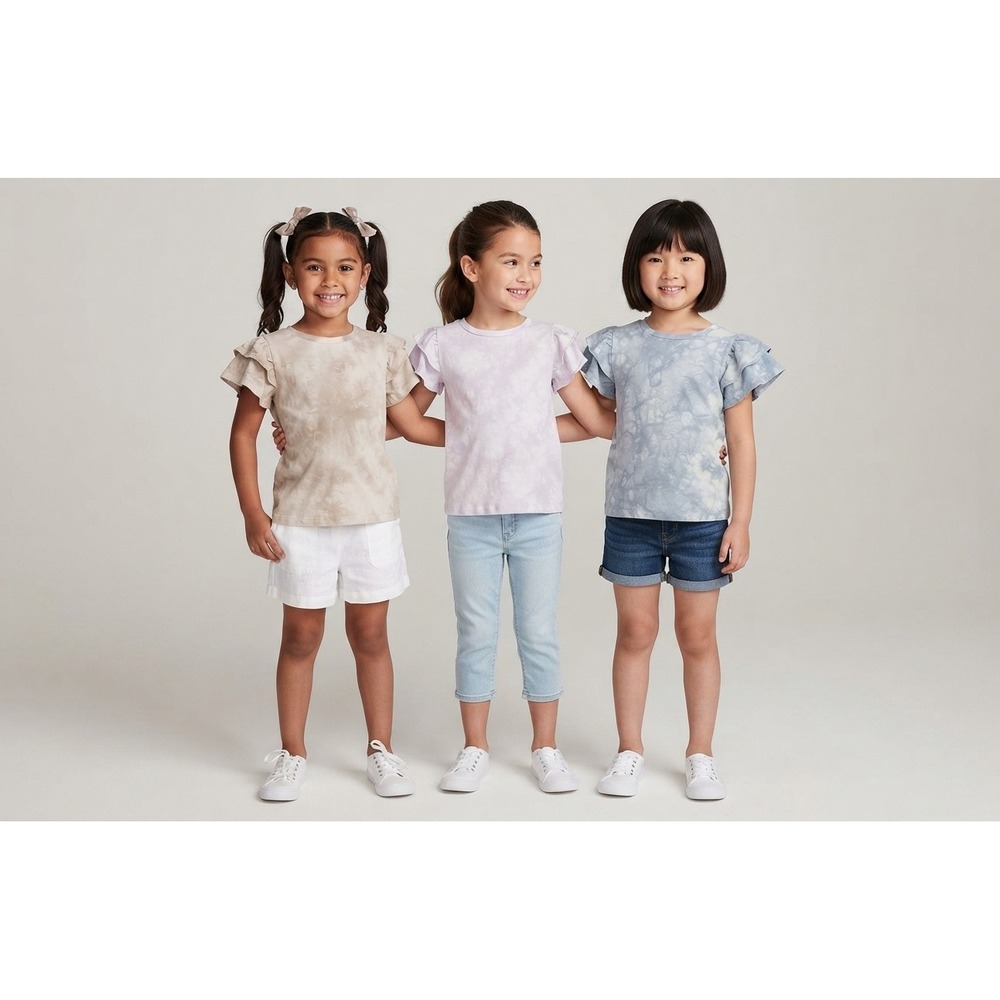 Cotton On Kids Flutter Sleeve Tee Set Kids Size 6 Multicolor Good Tie-Dye 3-Pack